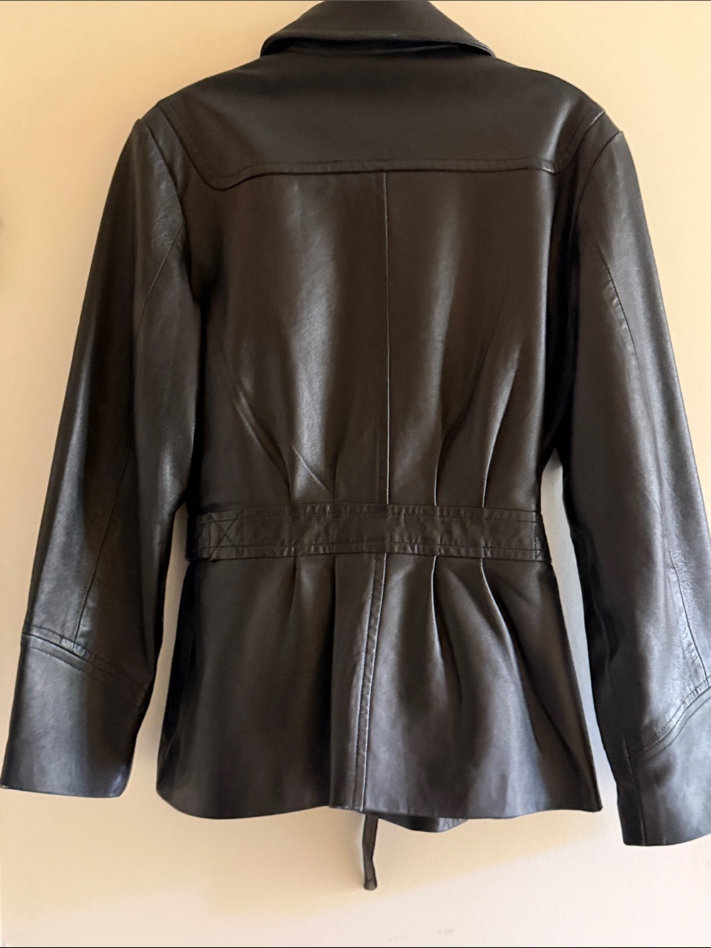 Kenneth Cole Vintage Reaction Black Leather Belted Women’s Jacket Size Medium - Picture 8 of 9
